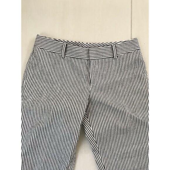 Club Monaco Low Rise Striped Crop Seersucker Trouser Pants - Picture 2 of 10